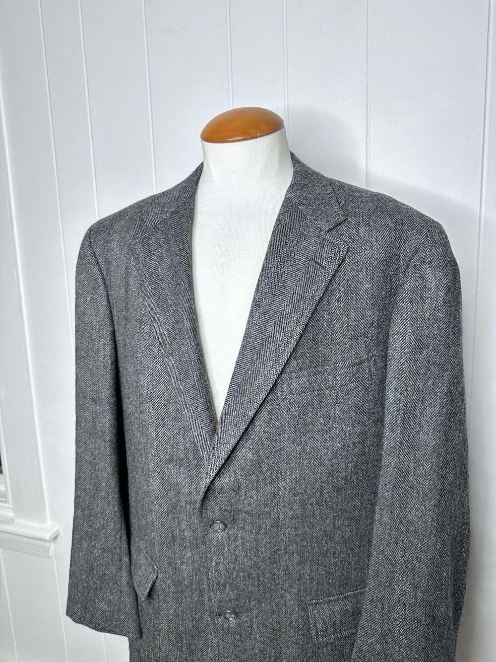 Vintage Brooks Brothers Makers Herringbone Tweed Blazer - Custom 43L-44L - USA